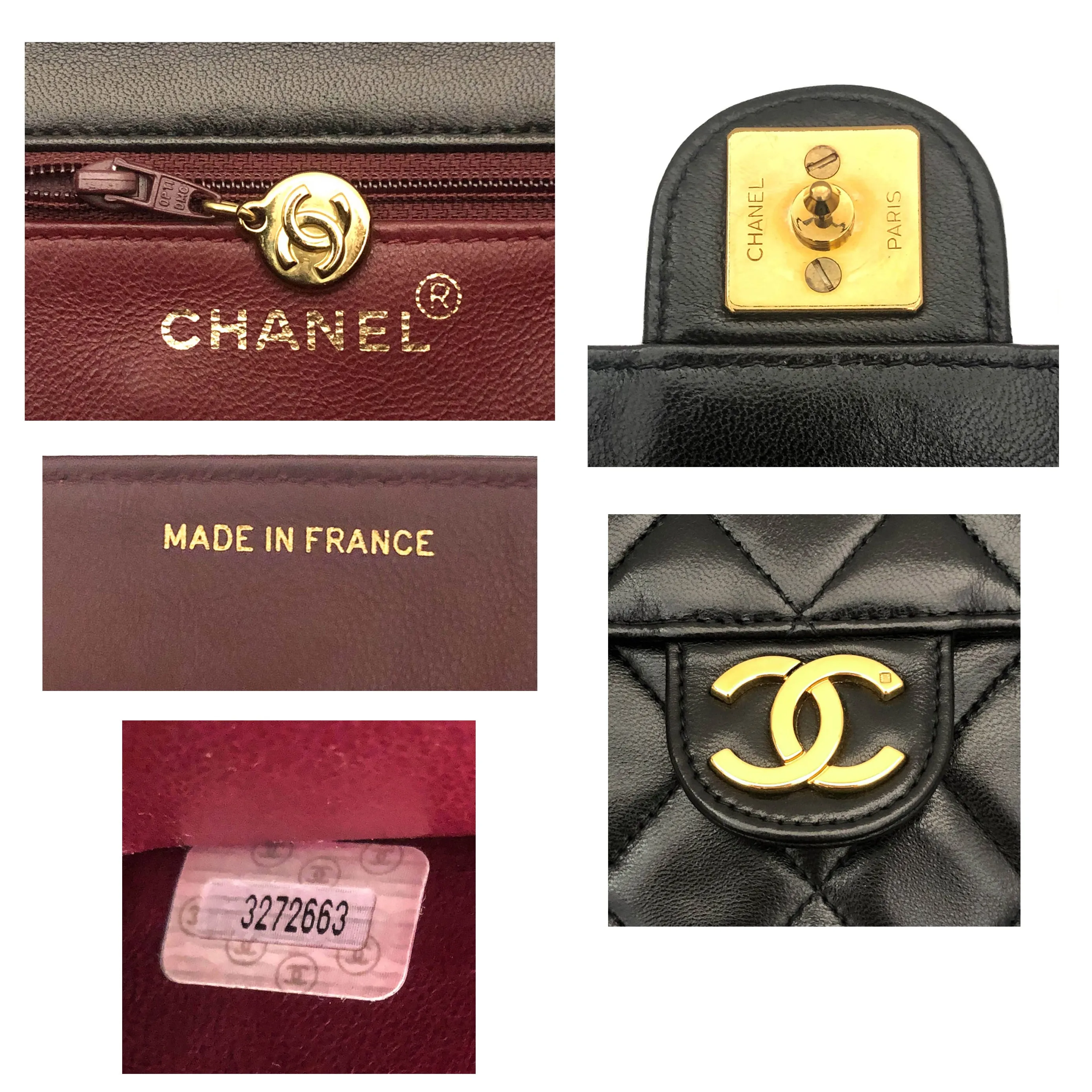 Chanel Vintage Black Lambskin Small Classic Half Flap Bag