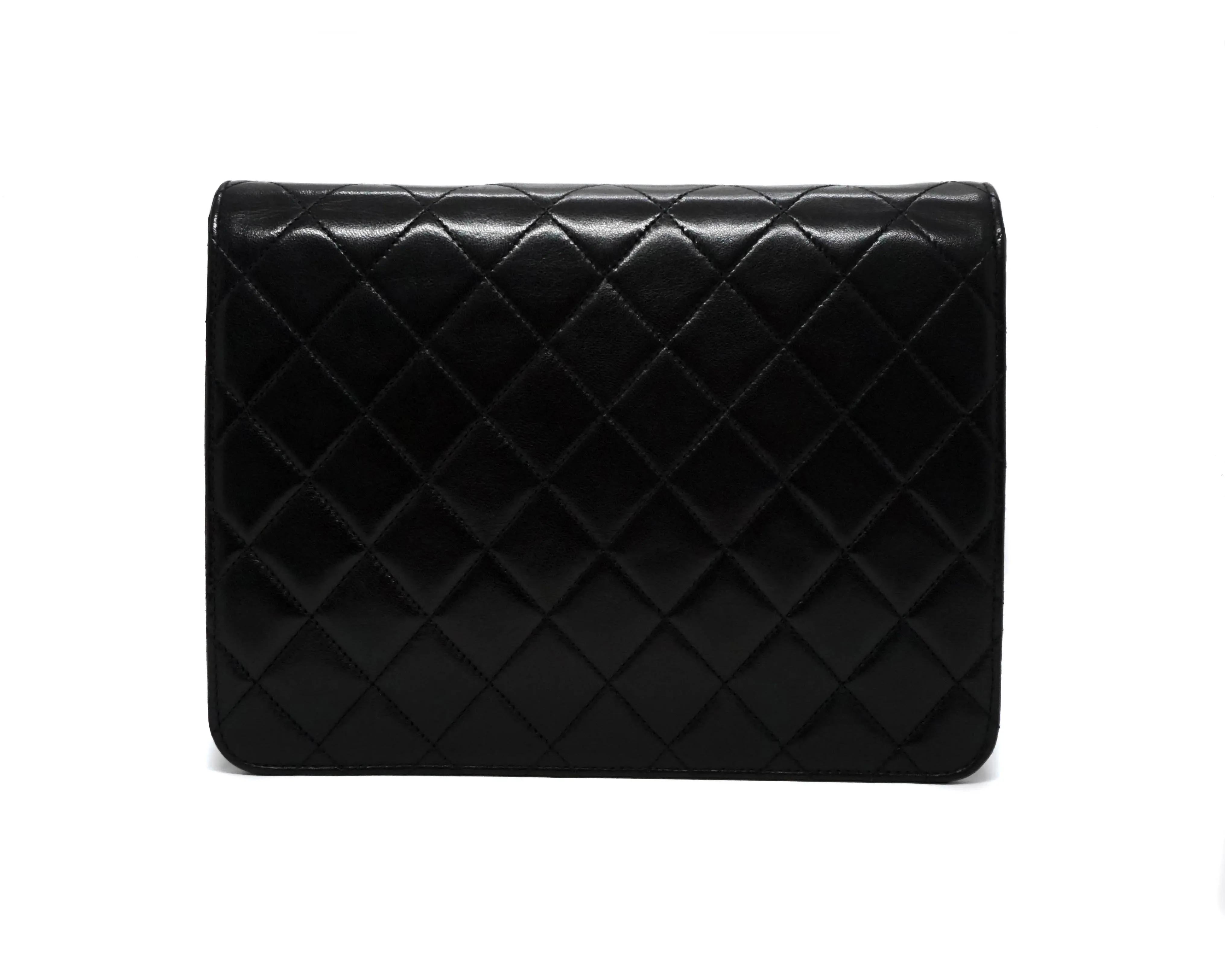 Chanel Vintage Black Lambskin Small Classic Half Flap Bag