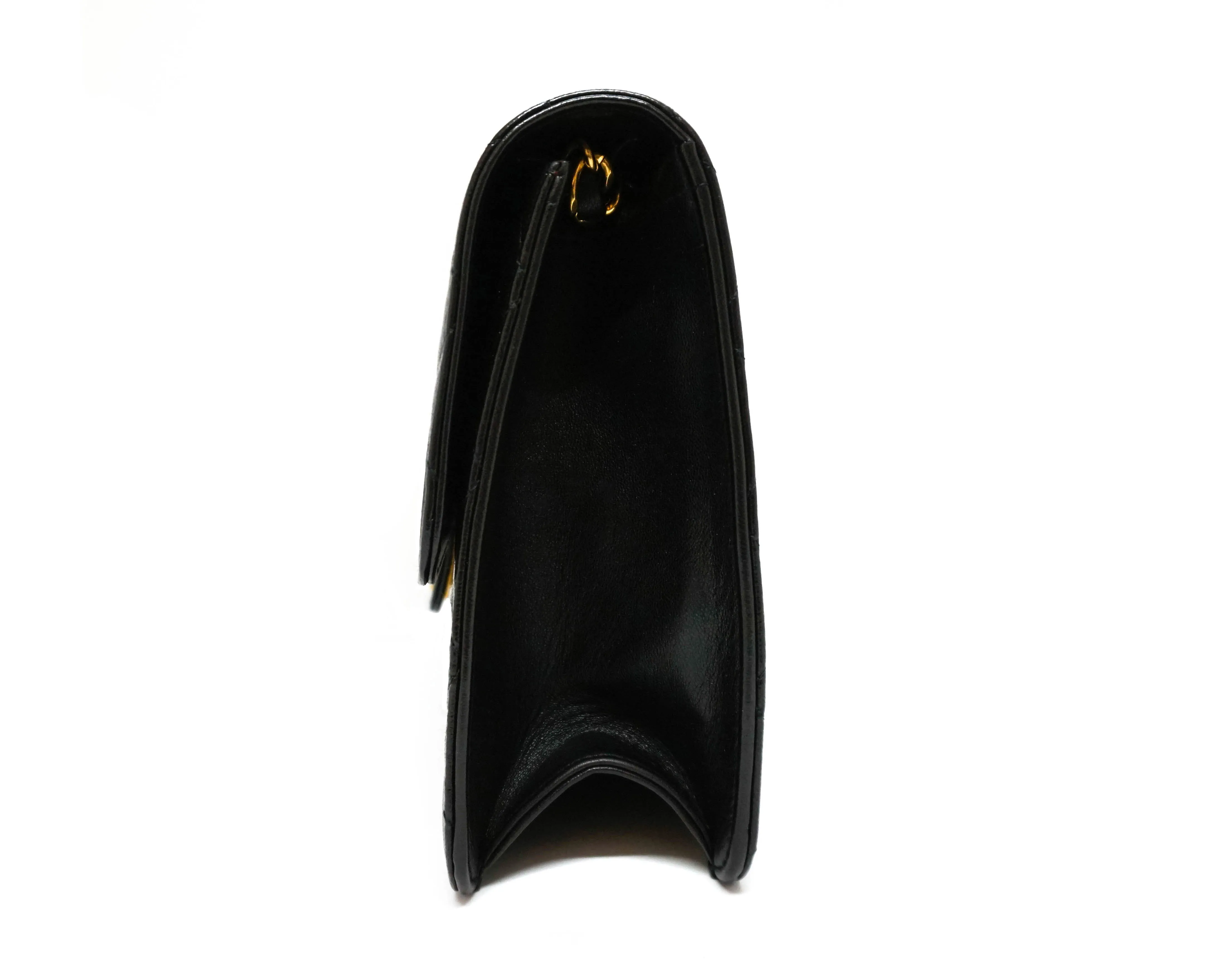 Chanel Vintage Black Lambskin Small Classic Half Flap Bag