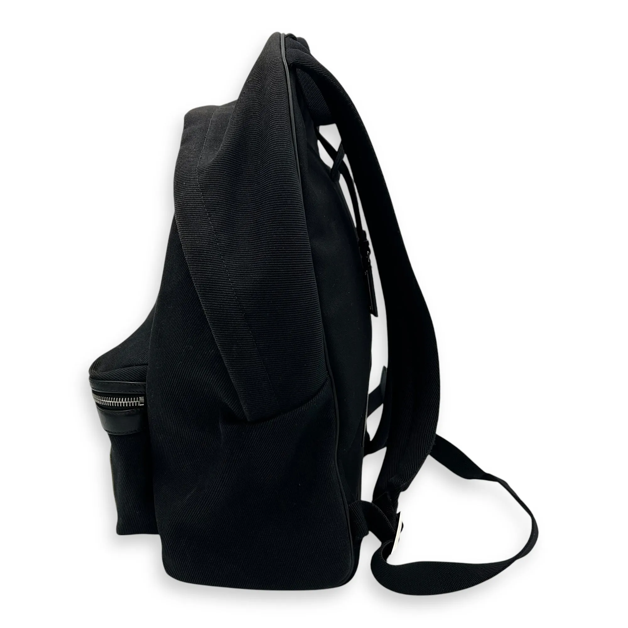 City Backpack Black in Canvas, Silver hardware