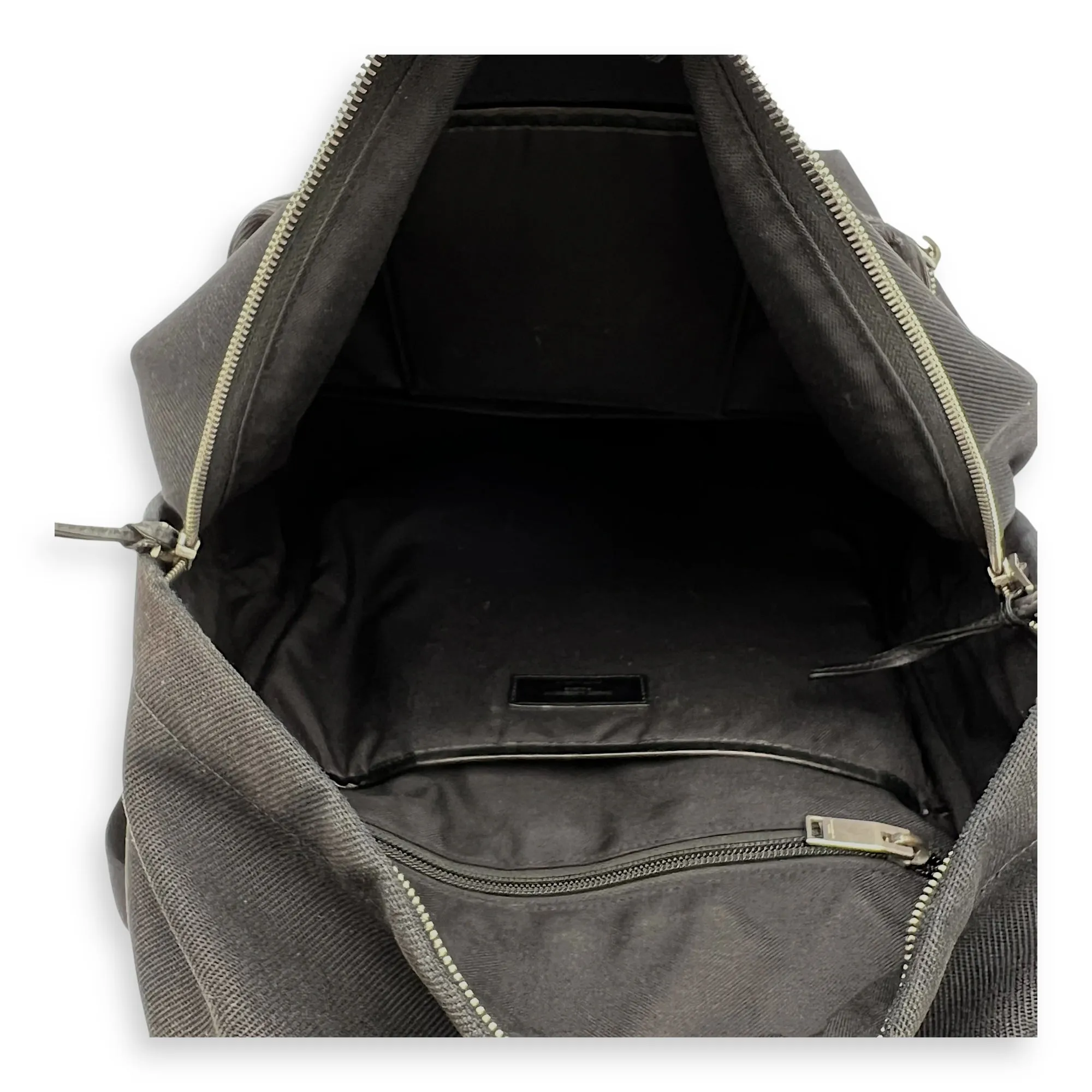 City Backpack Black in Canvas, Silver hardware
