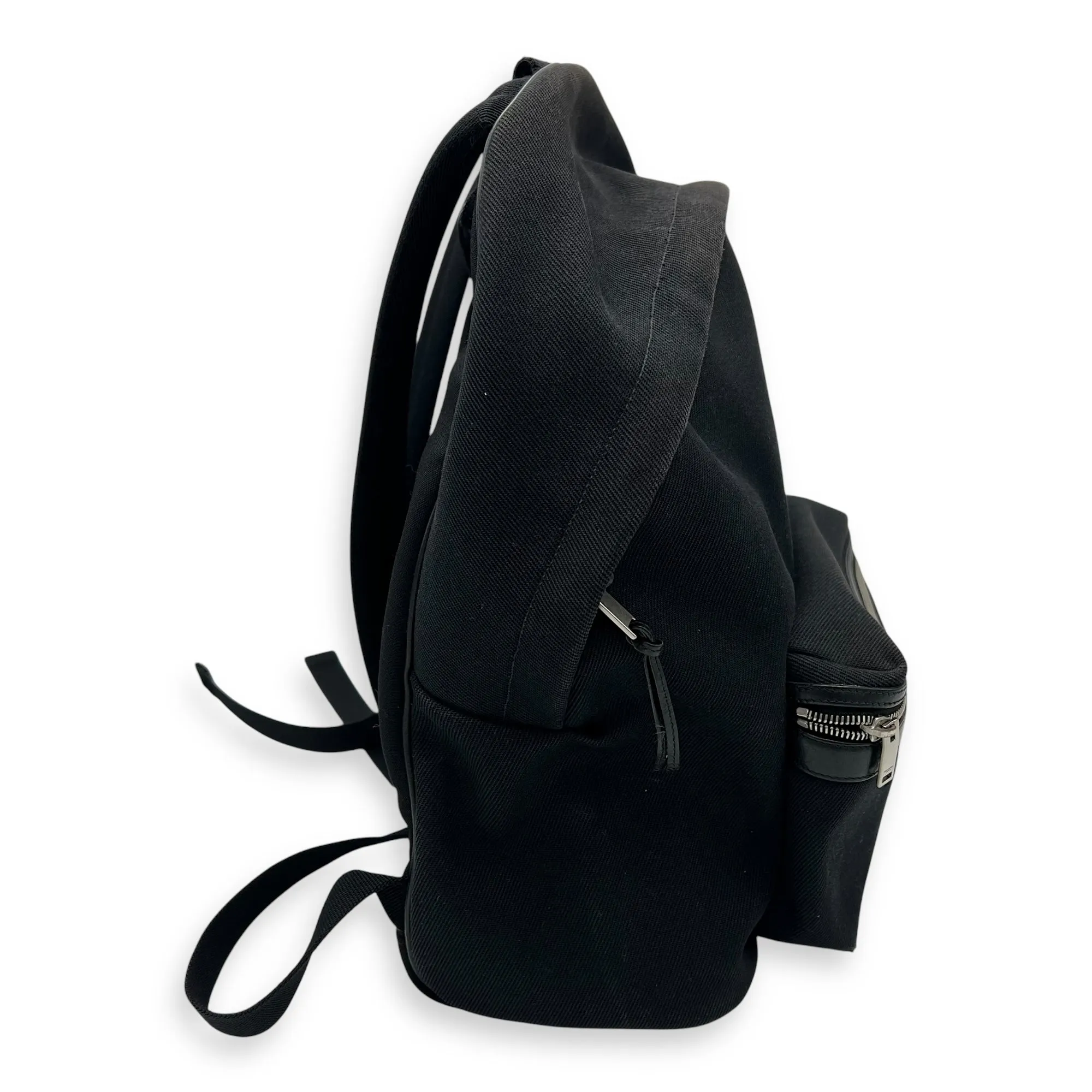 City Backpack Black in Canvas, Silver hardware