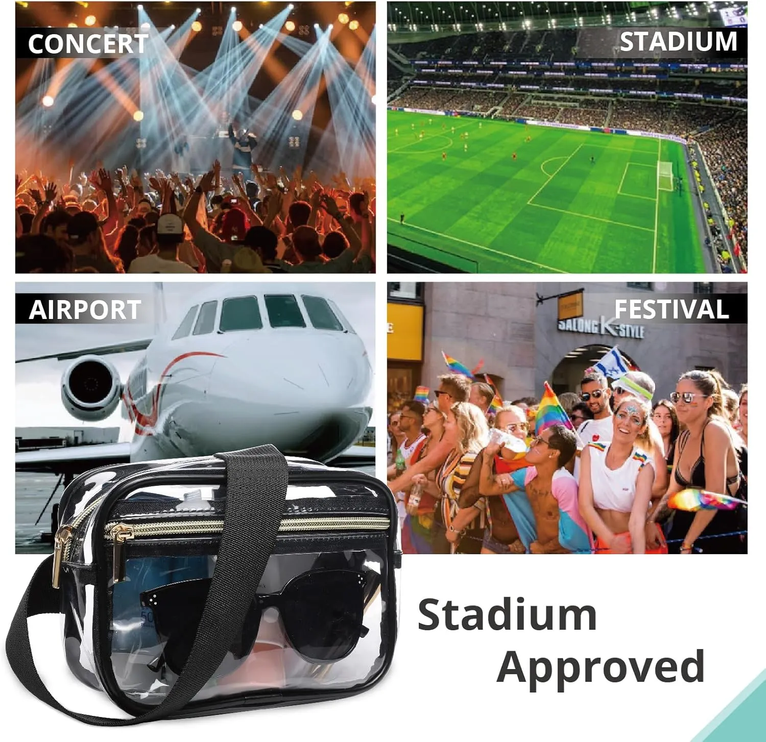 Clear Fanny Pack Stadium ApprovedBunnychill Clear Belt Bag Cross Body Bag for Women Men Transparent Waist Bag Crossbody Purse with Adjustable Belt for Sports, Beach, Events, Concerts, Festivals