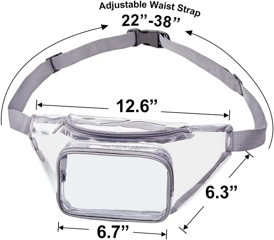 Clear Fanny Pack,Stadium Approved Waist Pack for Festival, Games,Travel and Concerts(Grey)
