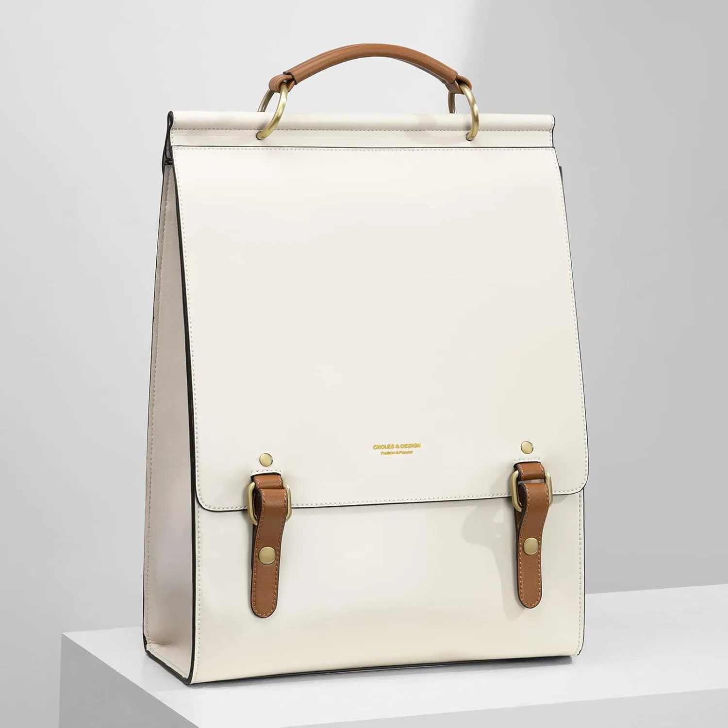 Cnoles Leather Backpack Purse For Women Fashion Ladies Vintage Bags Casual College Travel Backpacks Large bag White
