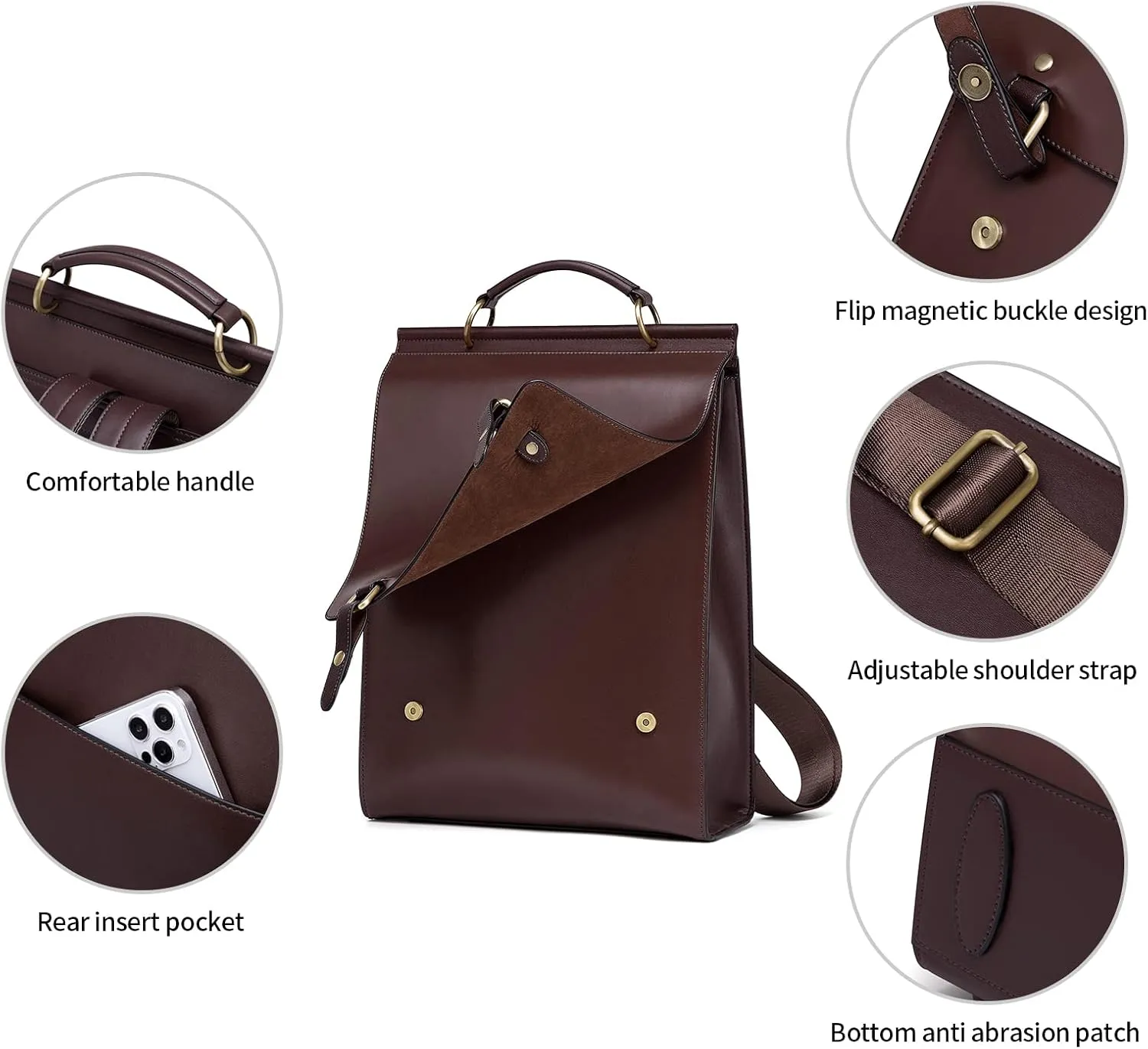 Cnoles Leather Backpack Purse For Women Fashion Ladies Vintage Bags Casual College Travel Backpacks Large bag White