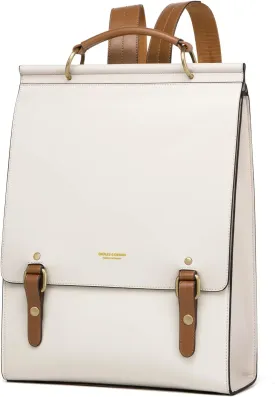 Cnoles Leather Backpack Purse For Women Fashion Ladies Vintage Bags Casual College Travel Backpacks Large bag White