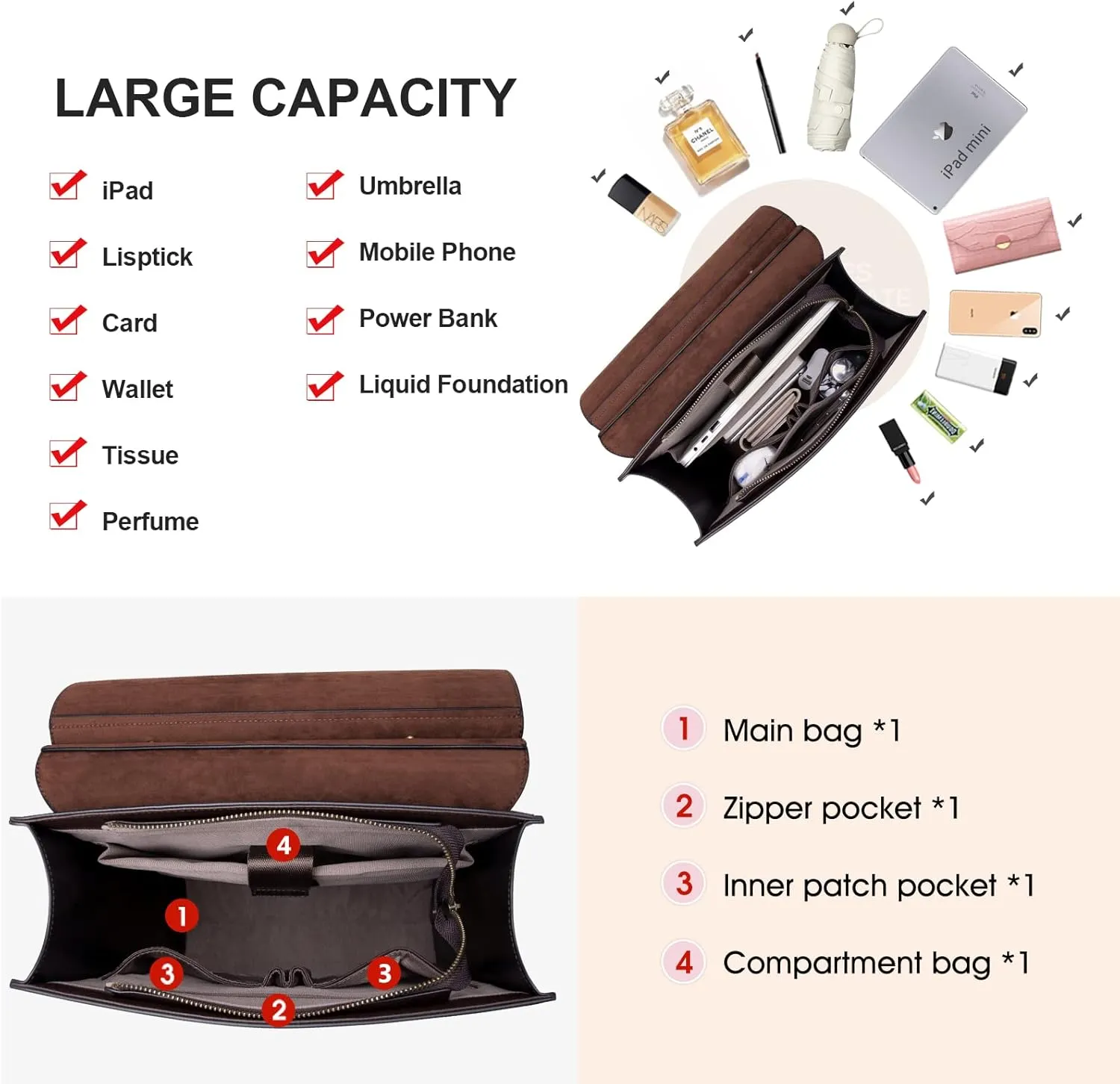 Cnoles Leather Backpack Purse For Women Fashion Ladies Vintage Bags Casual College Travel Backpacks Large bag White
