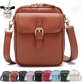 collaboraten1 Crossbody Leather Bag, Large Capacity with 10 Card Slots, Women's Anti-Theft Vintage Shoulder Messenger Bag