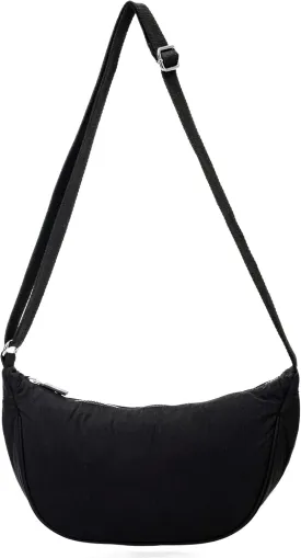 Crescent Moon Shoulder Bag for Women  Lightweight Fabric Crossbody Hobo Sling with Zip Pocket  Sky