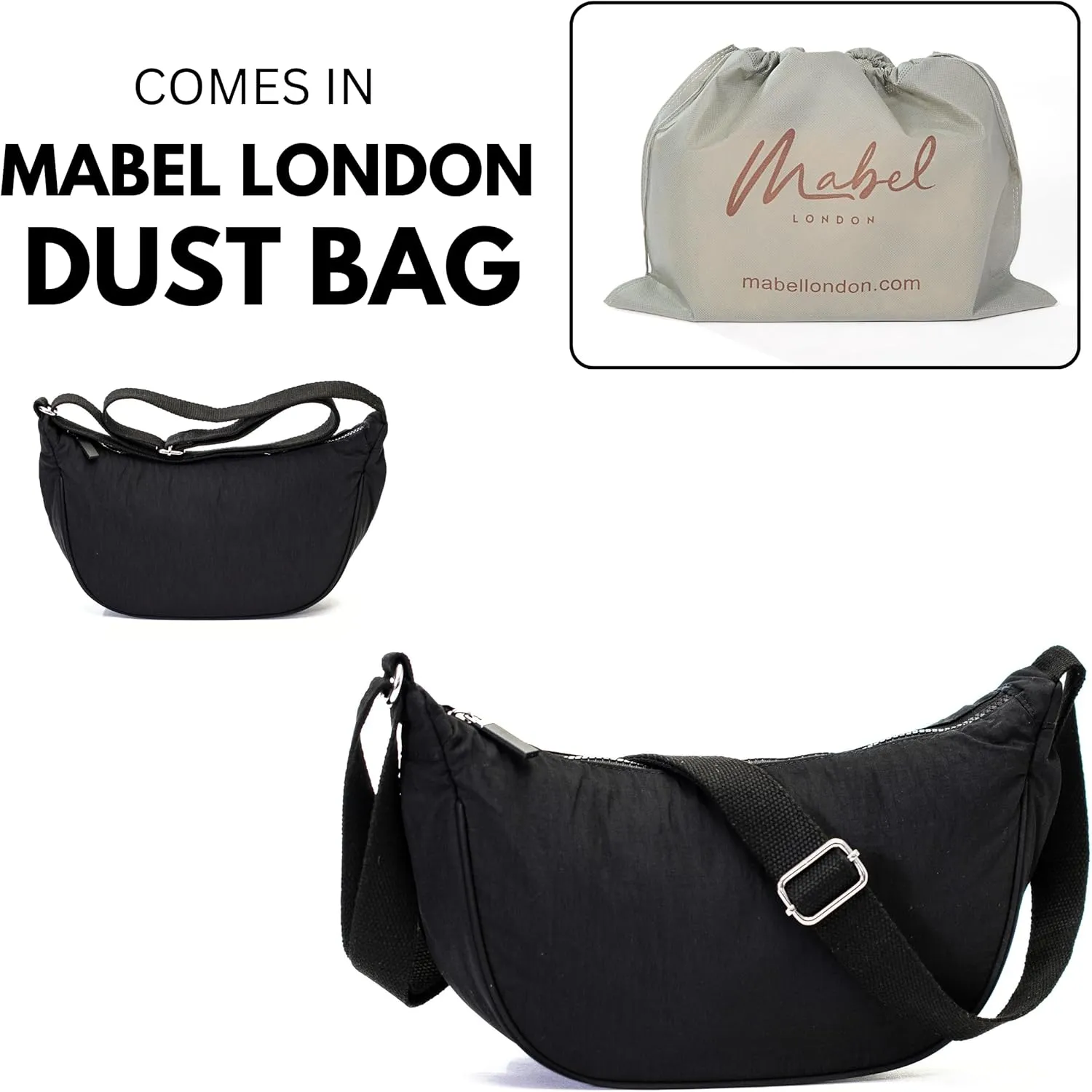 Crescent Moon Shoulder Bag for Women  Lightweight Fabric Crossbody Hobo Sling with Zip Pocket  Sky