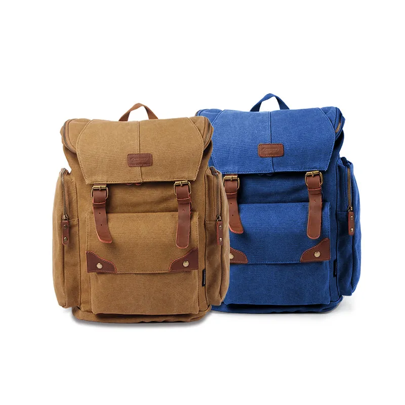 DISCOVERY ADVENTURES CANVAS BACKPACK VINTAGE TRAVEL BACKPACK LARGE LAPTOP BAGS CONVERTIBLE SHOULDER RUCKSACK
