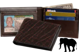 Dragon Fire Elephant Luxury Designer Exotic Bifold Wallet With Flip Up ID Window