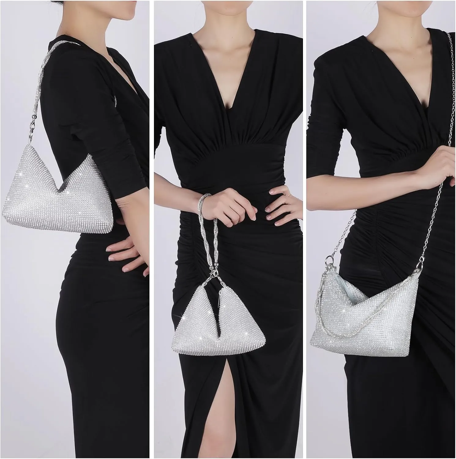 Evening Bags for Women Formal Rhinestone Wrislet Clutch Purse for Wedding Party Evening Handbag