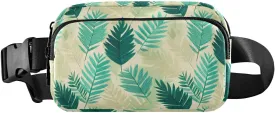 Fanny Pack Belt Bag for Women Green Palm Leaves Pattern Fashion Crossbody Bag Waist Pack Sling Backpack with Adjustable Strap
