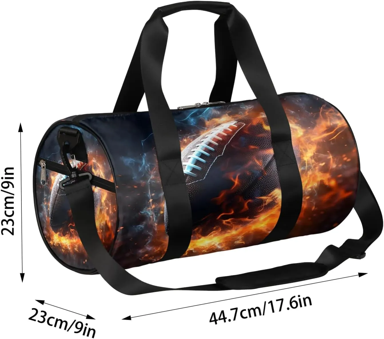Flaming Football Travel Duffle Bag Gym Bag for Women Men Lightweight Carry on Duffel Bag for Sports Gyms Weekend Getaway