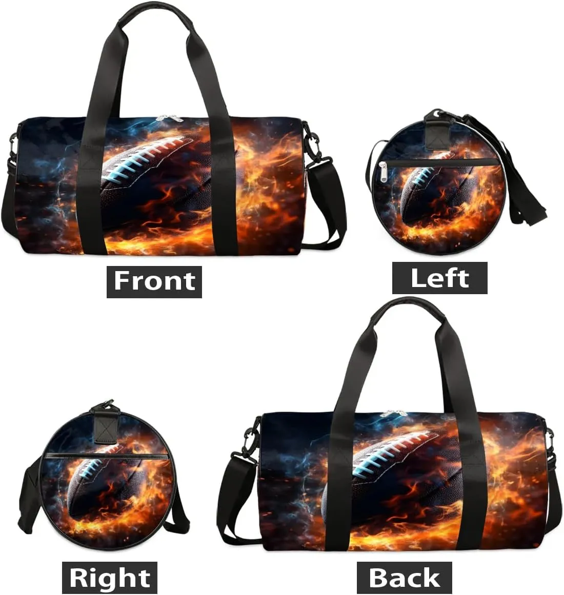 Flaming Football Travel Duffle Bag Gym Bag for Women Men Lightweight Carry on Duffel Bag for Sports Gyms Weekend Getaway