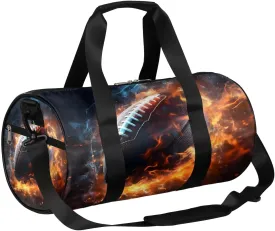 Flaming Football Travel Duffle Bag Gym Bag for Women Men Lightweight Carry on Duffel Bag for Sports Gyms Weekend Getaway