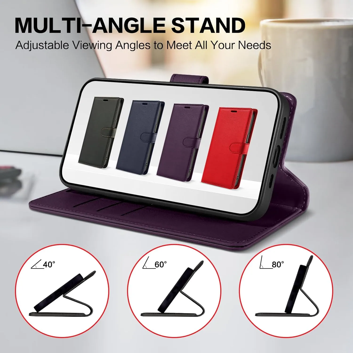 for iPhone 12 Mini Wallet Case, [RFID Blocking] PU Leather Flip Cover with Card Holder, Magnetic Shockproof Phone Case for iPhone 12 Mini, Purple