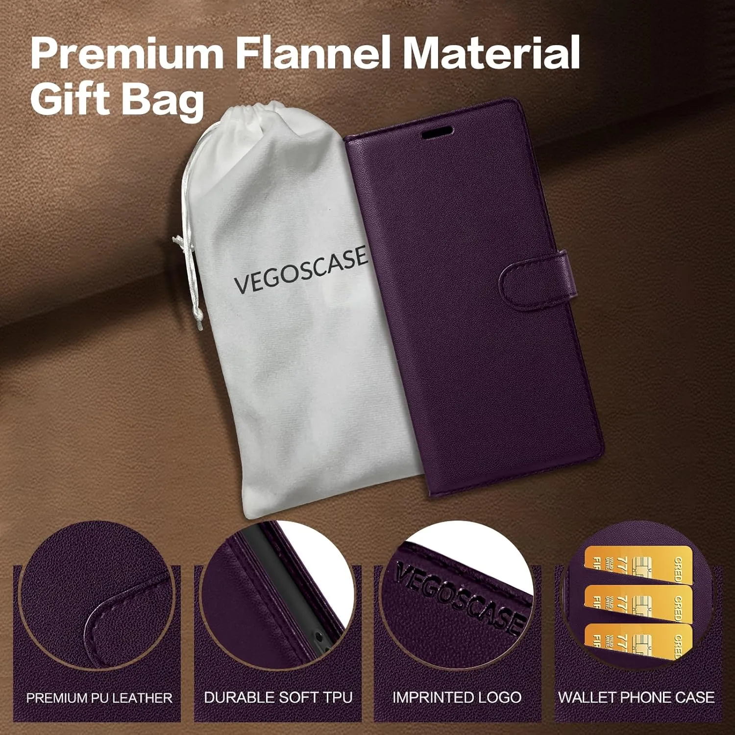 for iPhone 12 Mini Wallet Case, [RFID Blocking] PU Leather Flip Cover with Card Holder, Magnetic Shockproof Phone Case for iPhone 12 Mini, Purple