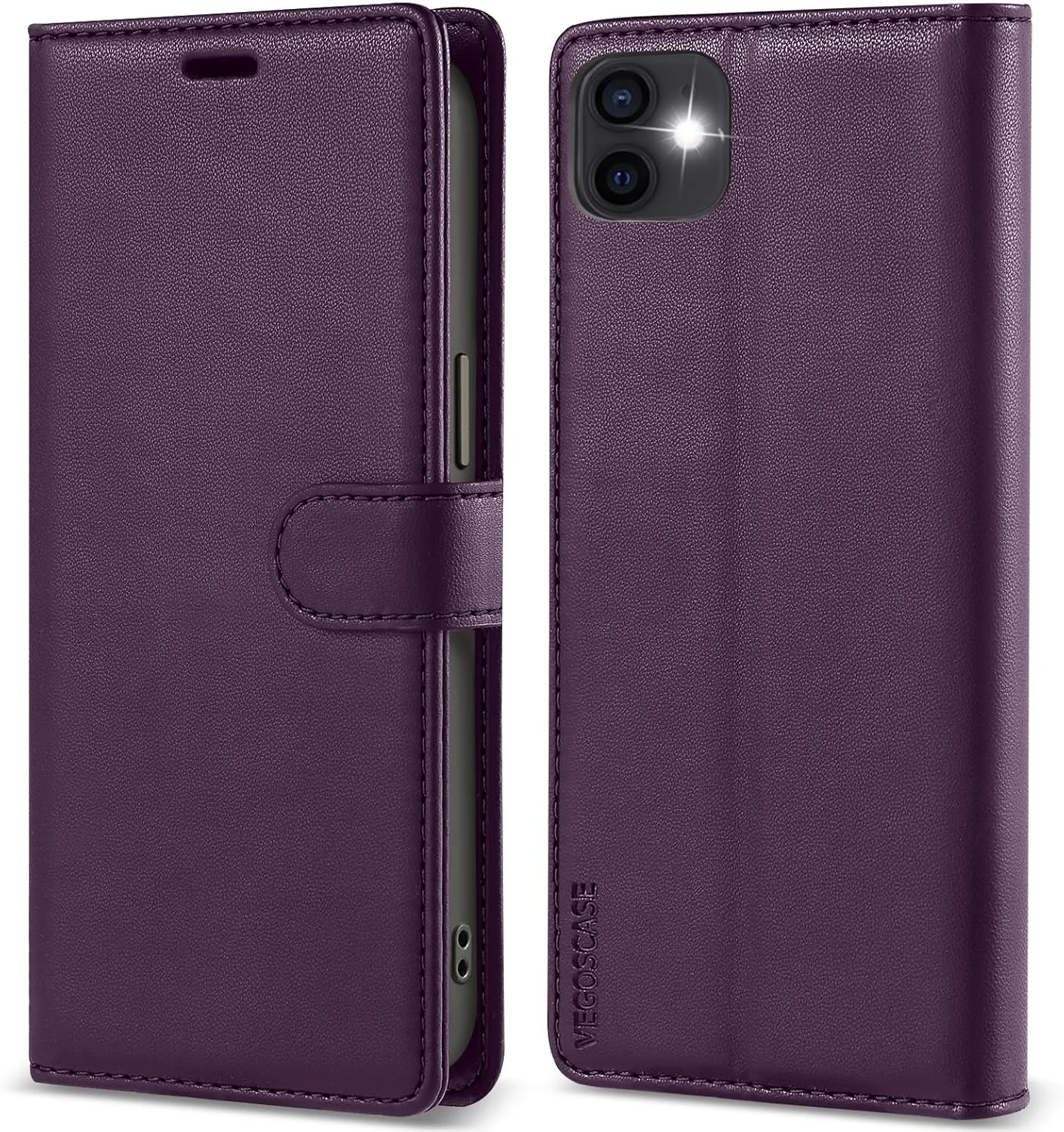 for iPhone 12 Mini Wallet Case, [RFID Blocking] PU Leather Flip Cover with Card Holder, Magnetic Shockproof Phone Case for iPhone 12 Mini, Purple