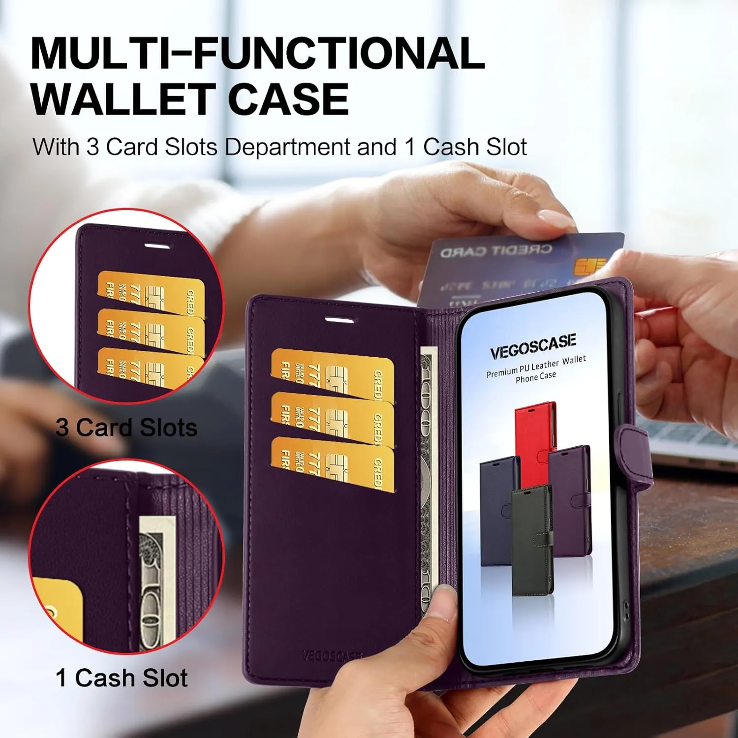 for iPhone 12 Mini Wallet Case, [RFID Blocking] PU Leather Flip Cover with Card Holder, Magnetic Shockproof Phone Case for iPhone 12 Mini, Purple