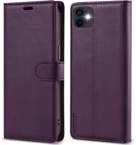 for iPhone 12 Mini Wallet Case, [RFID Blocking] PU Leather Flip Cover with Card Holder, Magnetic Shockproof Phone Case for iPhone 12 Mini, Purple