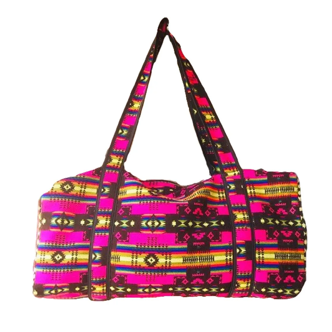 Fuchsia Woven Duffel Bag- Large
