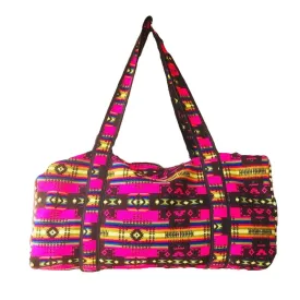 Fuchsia Woven Duffel Bag- Large