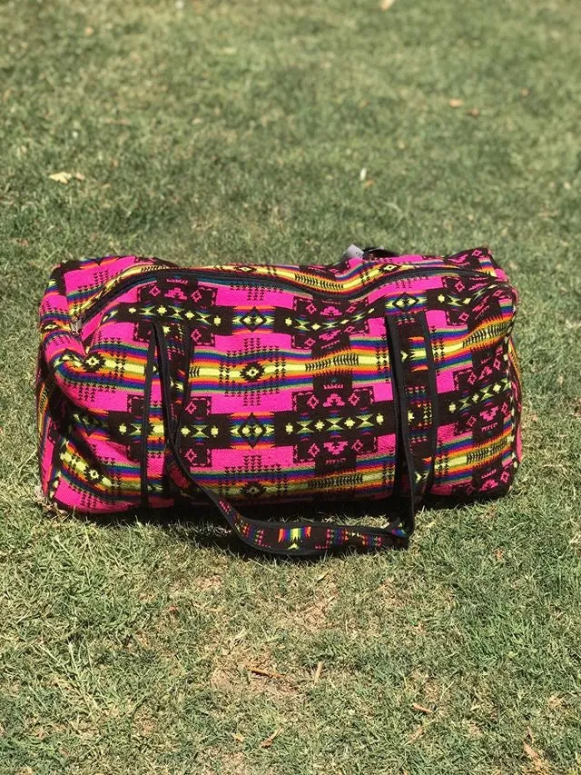 Fuchsia Woven Duffel Bag- Large