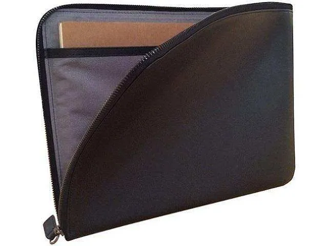 Genuine Leather A4 Document Holder with Internal Divisions And Zip Closure
