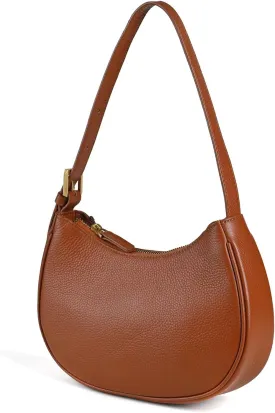Genuine Leather Shoulder Bag for Women Mini Clutch Purse Tote Handbag with Zipper Closure Small Crossbody Bag