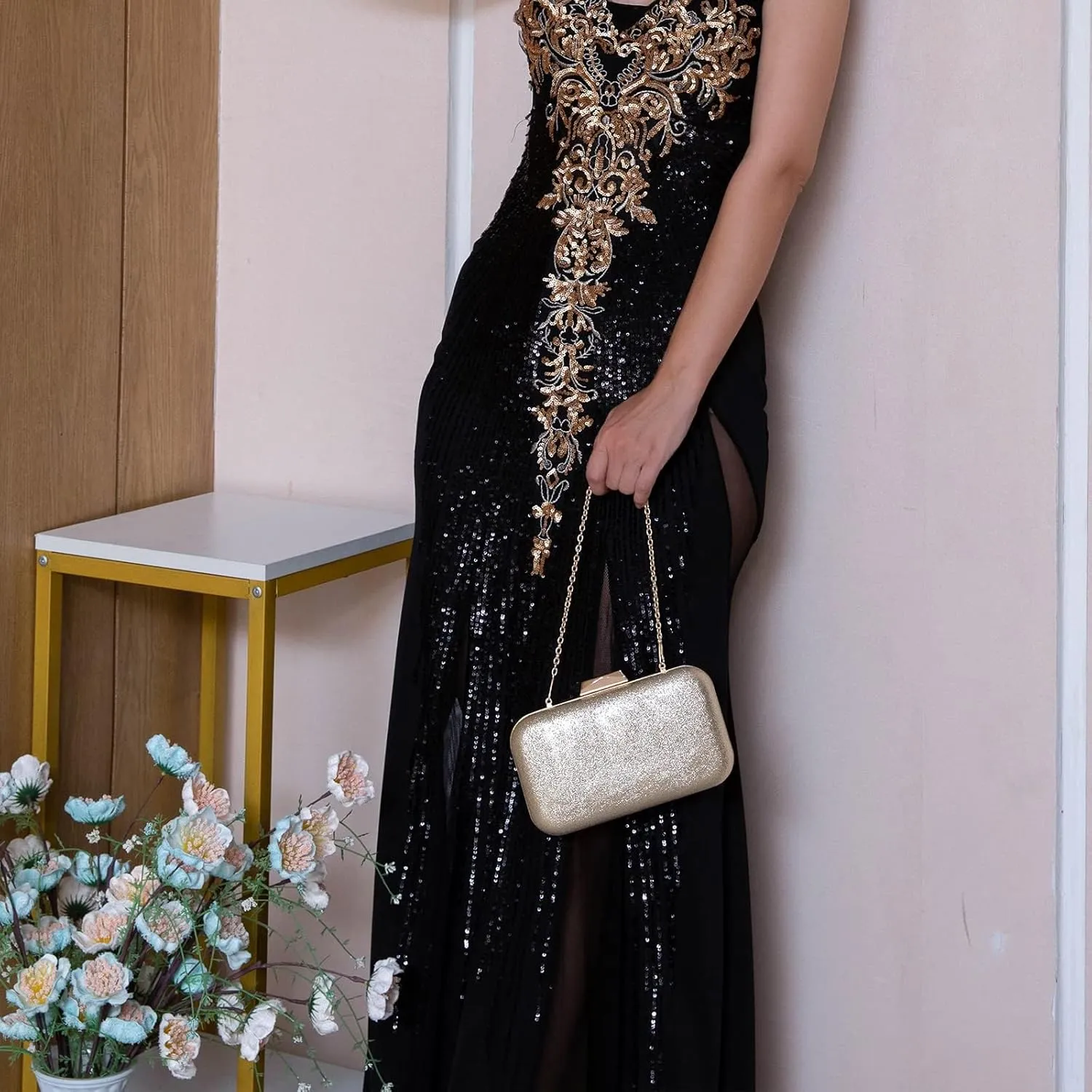 gold clutch,gold clutch purses for women evening wedding cocktail party evening bag shoulder crossbody handbag