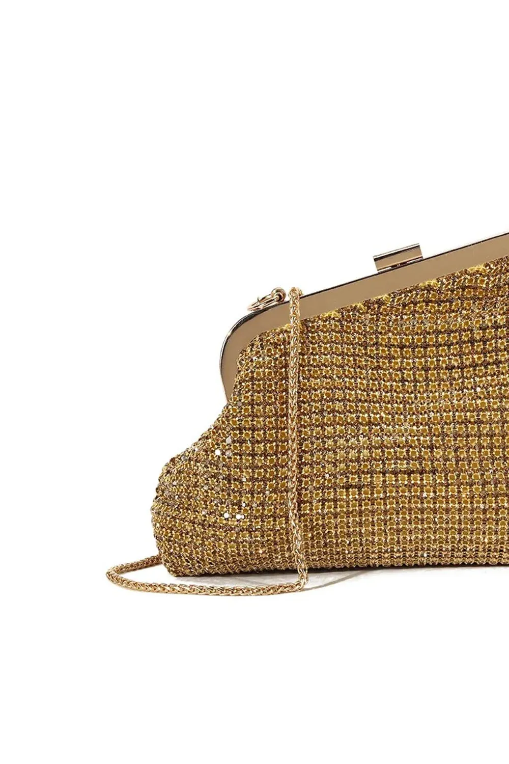 Gold Diamante Asymmetric Evening Bag