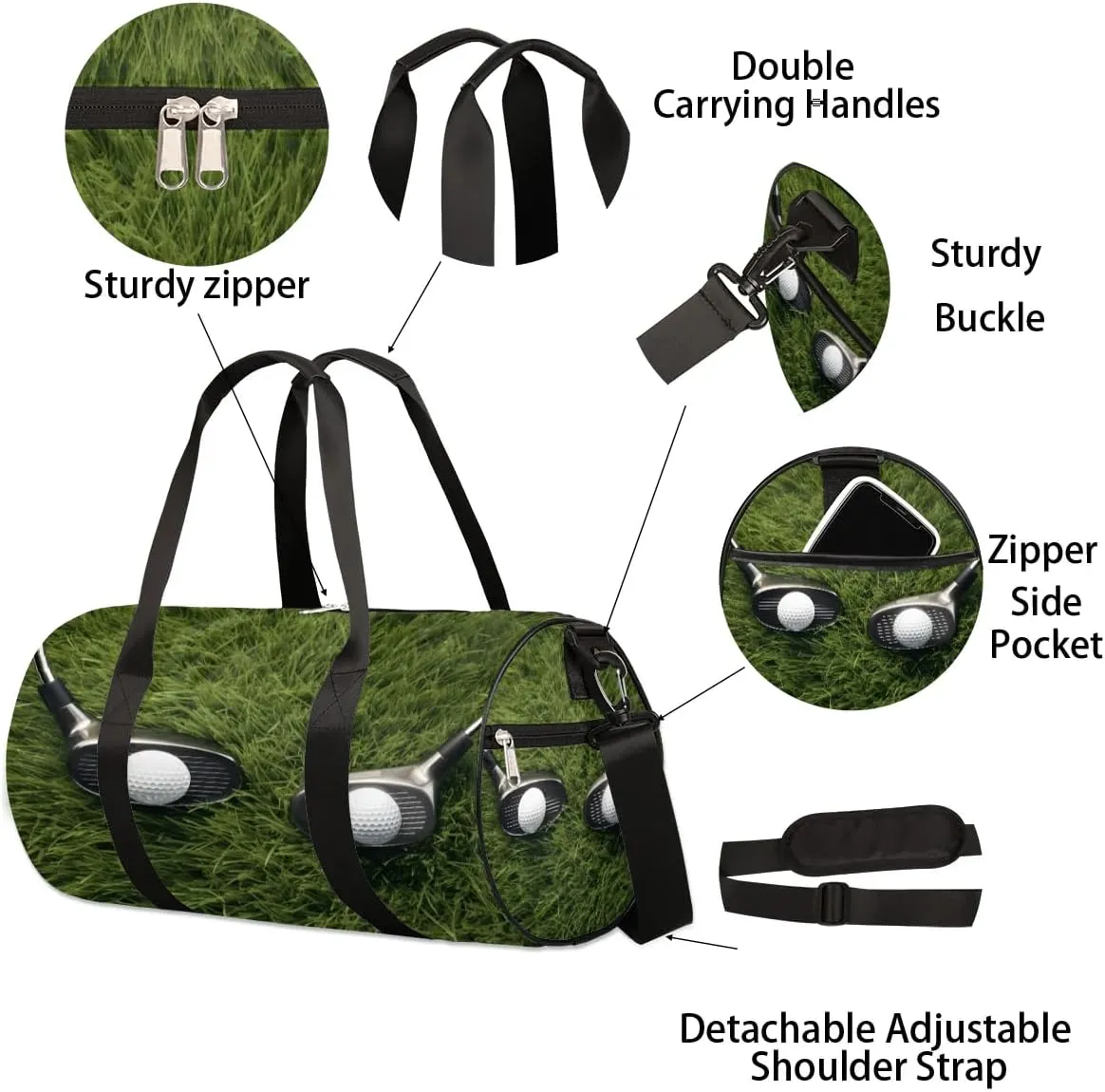 Golf Sports Travel Duffle Bag Gym Bag for Women Men Lightweight Carry on Duffel Bag for Sports Gyms Weekend Getaway