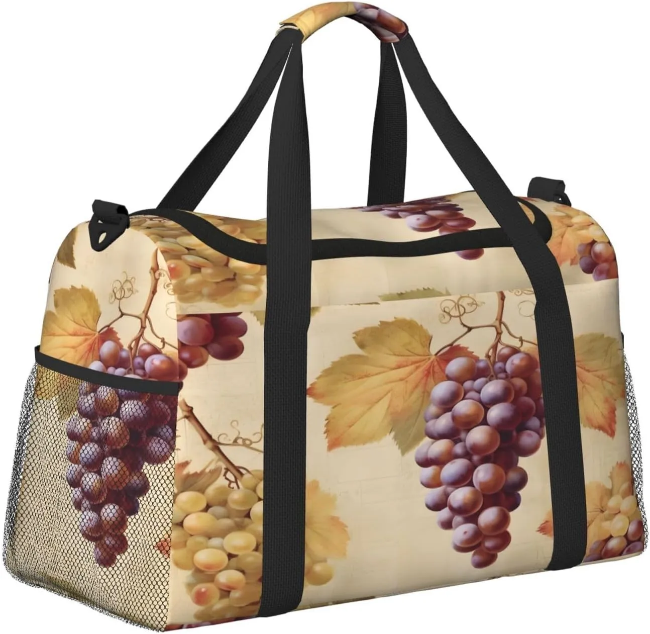 Grape Vintage Painting Travel Duffel Bag with Strap Multi Pockets Sports Bag Handbag Large Shoulder Bag for Gym Weekend Fitness Camping