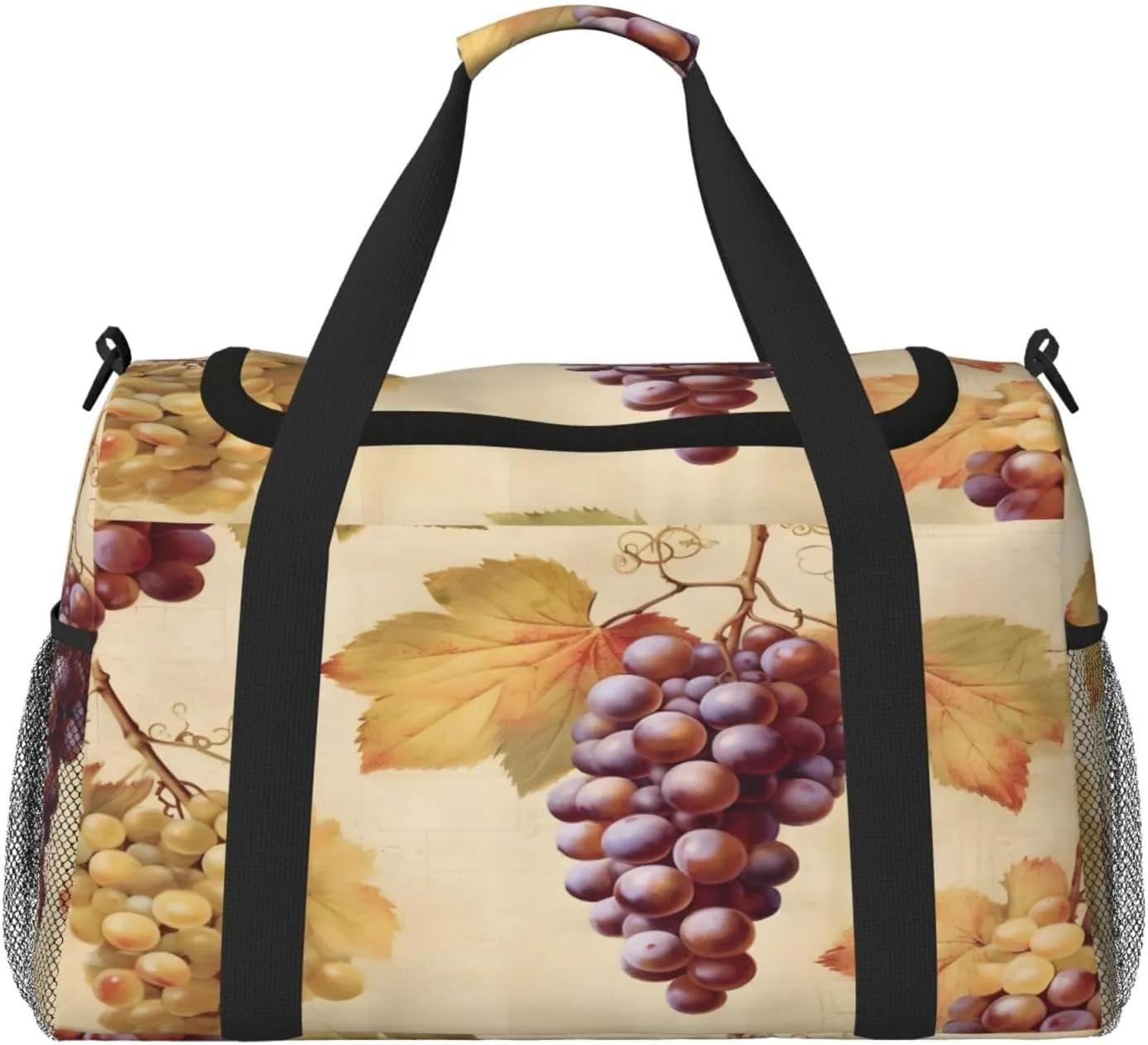 Grape Vintage Painting Travel Duffel Bag with Strap Multi Pockets Sports Bag Handbag Large Shoulder Bag for Gym Weekend Fitness Camping