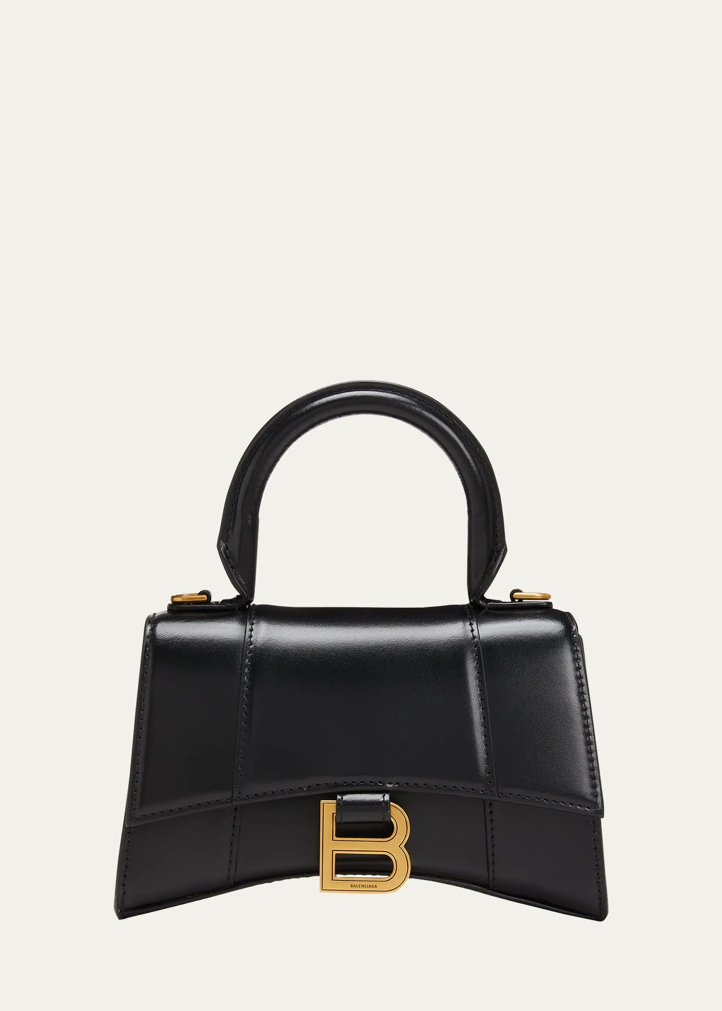 Hourglass XS Shiny Box Calf Top-Handle Bag