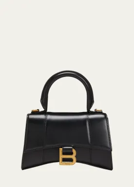 Hourglass XS Shiny Box Calf Top-Handle Bag