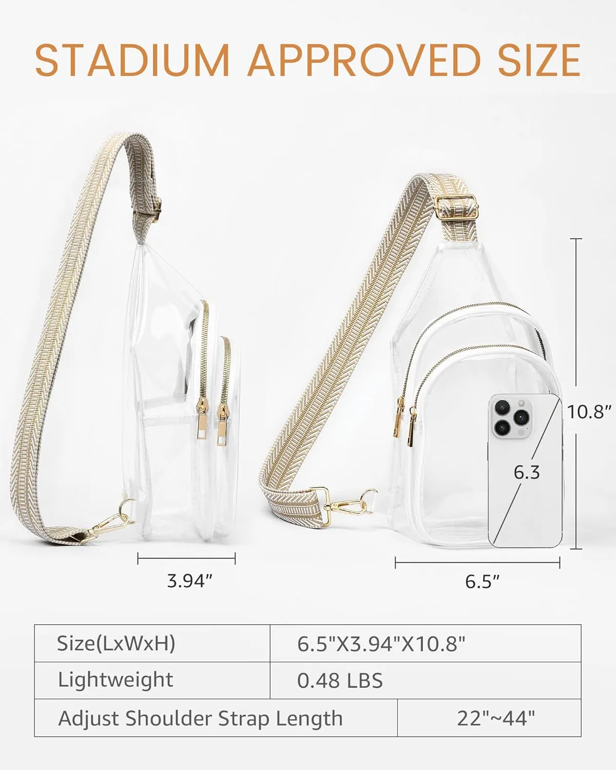 HULISEN Clear Sling Bag for Stadium Events, Clear Purses for Women Stadium Crossbody, Transparent Bag with 2 Compartments