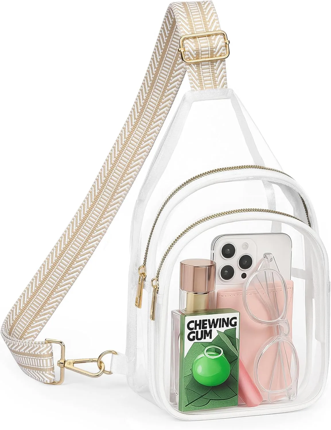 HULISEN Clear Sling Bag for Stadium Events, Clear Purses for Women Stadium Crossbody, Transparent Bag with 2 Compartments