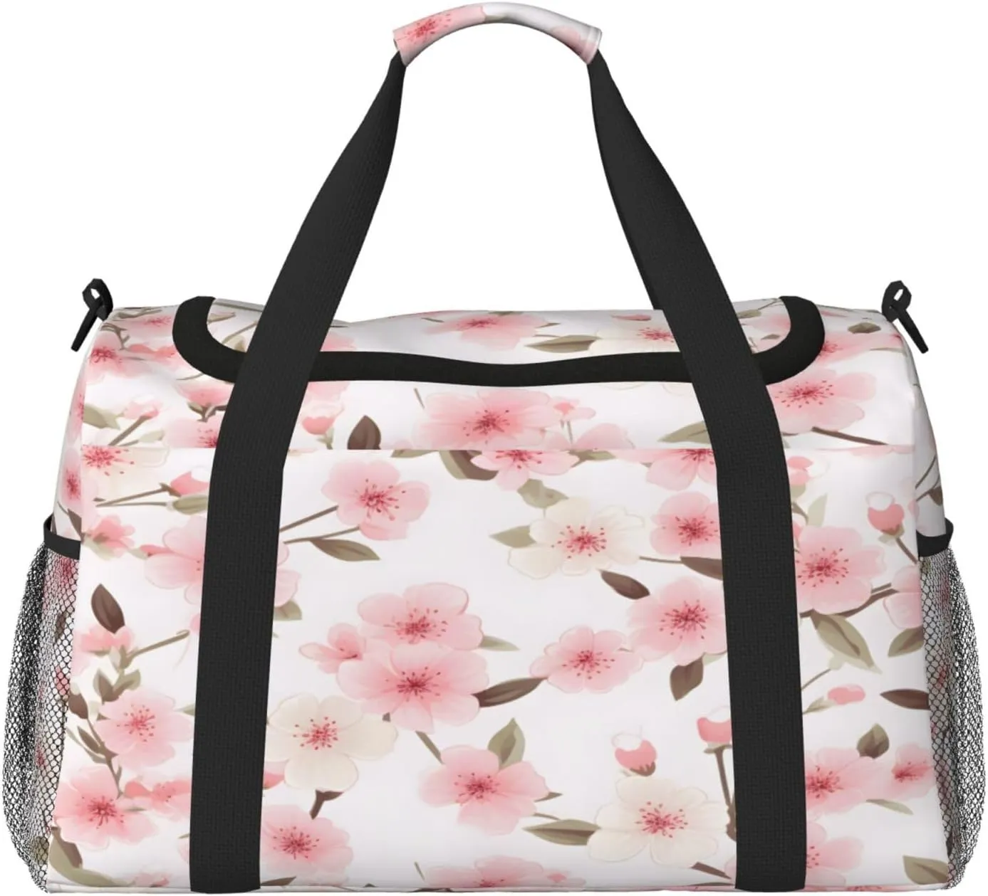 Japanese Cherry Flower Travel Duffel Bag with Strap Multi Pockets Sports Bag Handbag Large Shoulder Bag for Gym Weekend Fitness Camping