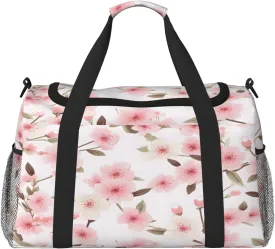 Japanese Cherry Flower Travel Duffel Bag with Strap Multi Pockets Sports Bag Handbag Large Shoulder Bag for Gym Weekend Fitness Camping
