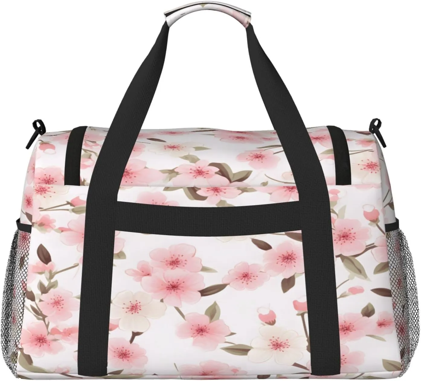 Japanese Cherry Flower Travel Duffel Bag with Strap Multi Pockets Sports Bag Handbag Large Shoulder Bag for Gym Weekend Fitness Camping