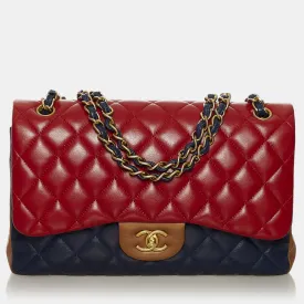 Jumbo Classic Tricolor Lambskin Double Flap Bag