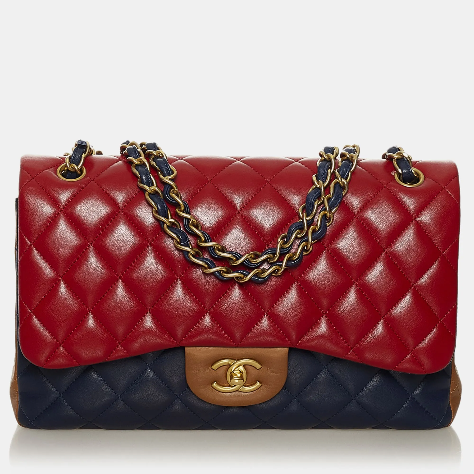 Jumbo Classic Tricolor Lambskin Double Flap Bag