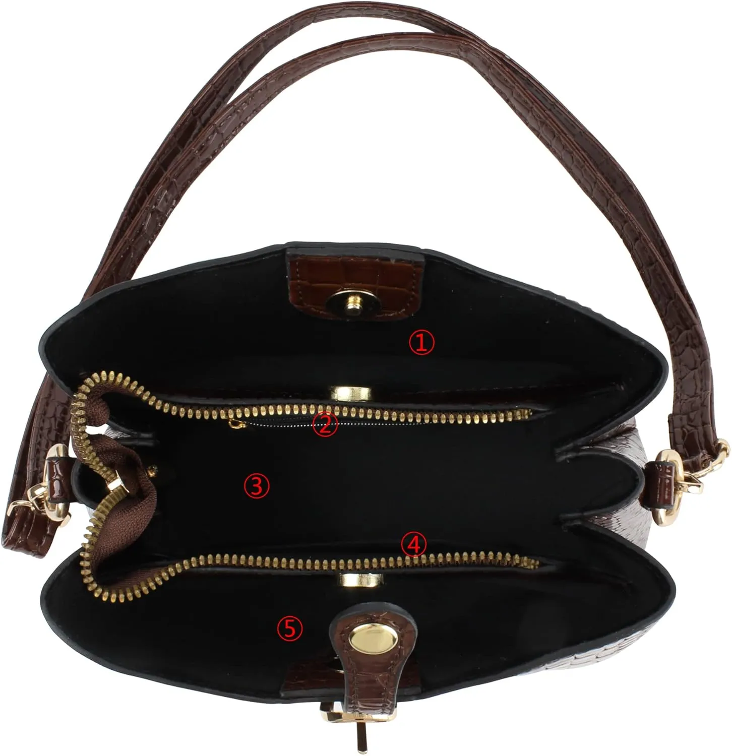 LABANCA Women Retro Alligator Bucket Bags Crocodile Pattern Designer Shoulder Bag Ladies PU Purse Crossbody Wallet Bag