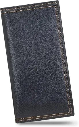 Long Wallet for Men, Minimalist Leather Bifold Slim Wallets, Fashion Clutch Purse Credit Card Holder Wallet (Black)