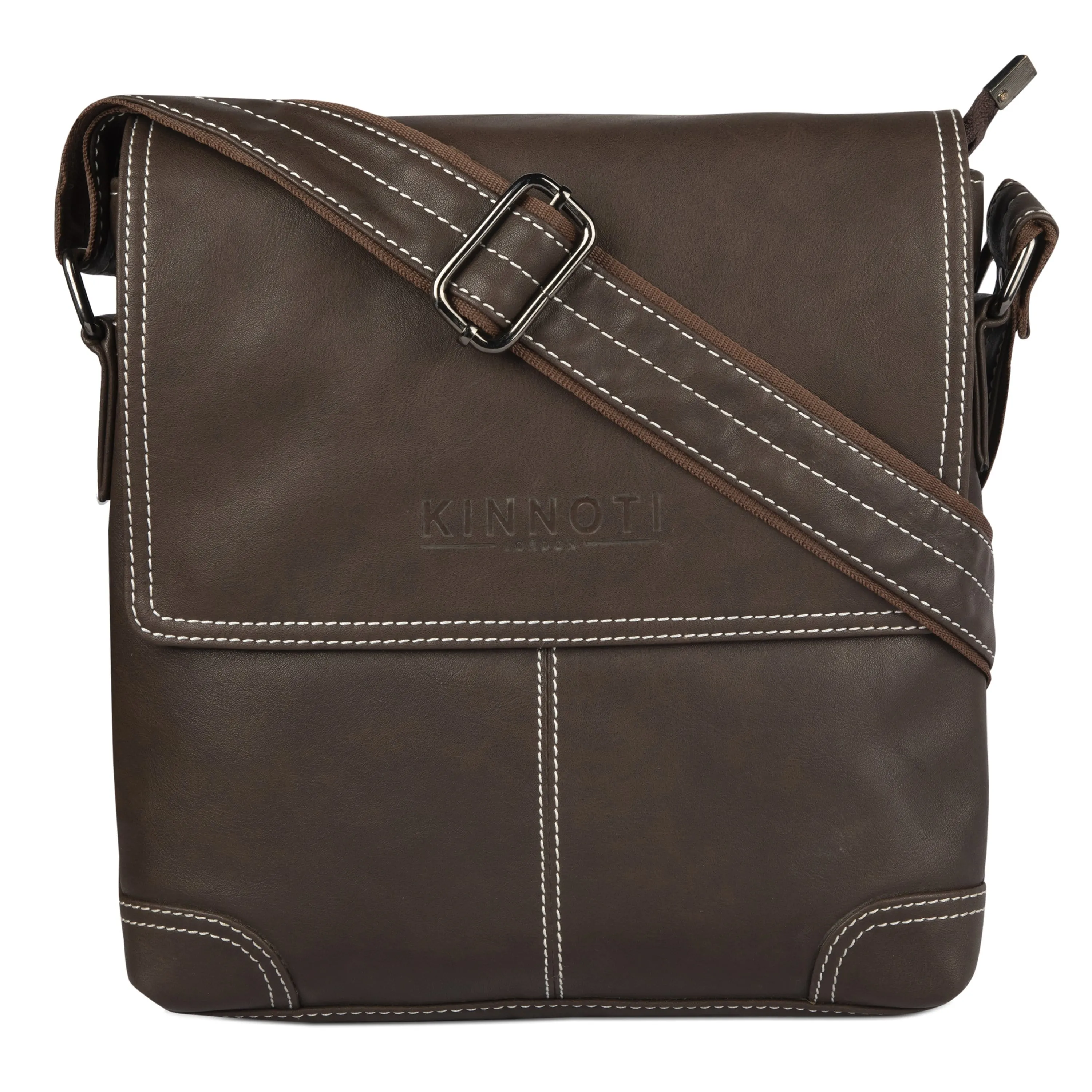 Matte Brown Vegan Leather Messenger Bag