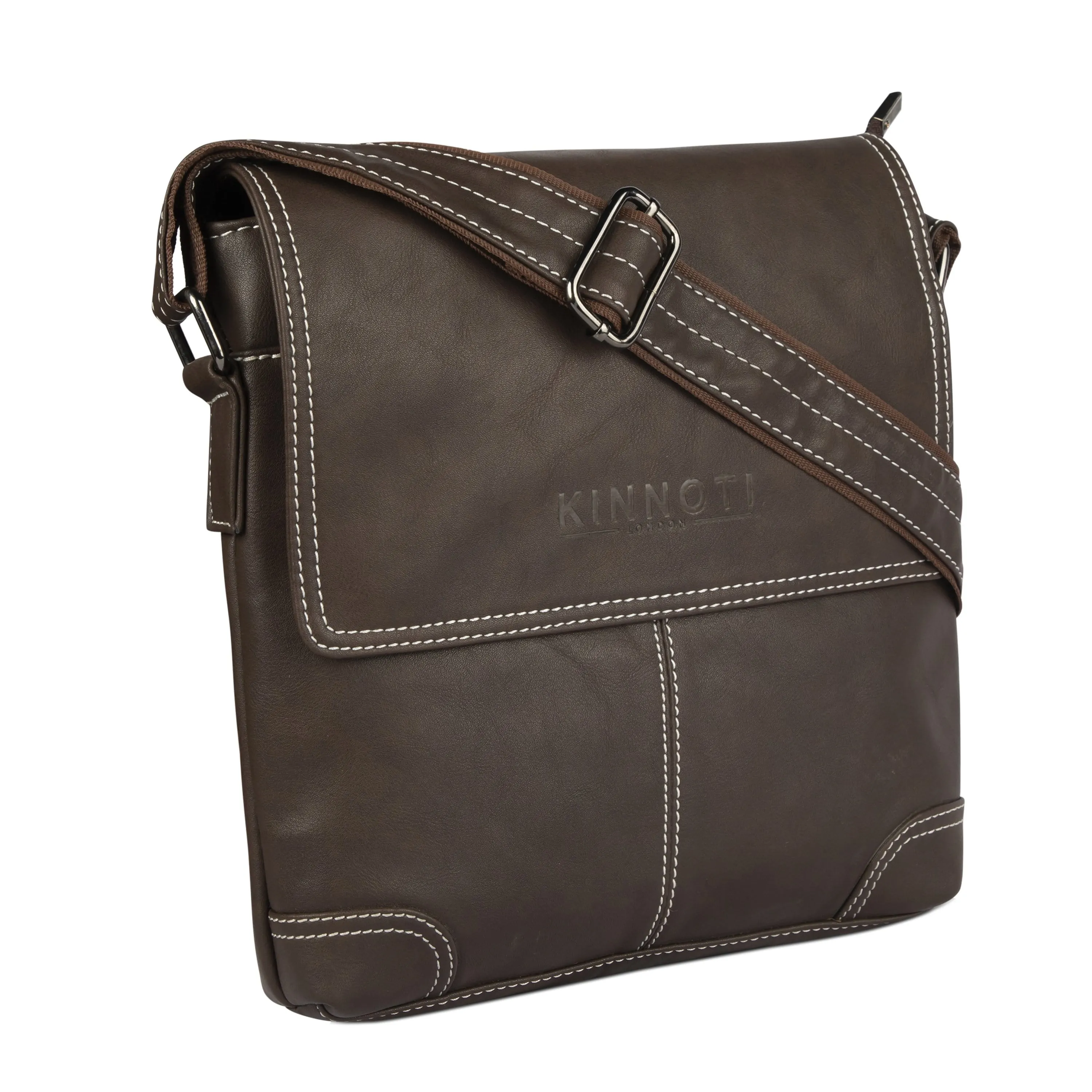 Matte Brown Vegan Leather Messenger Bag